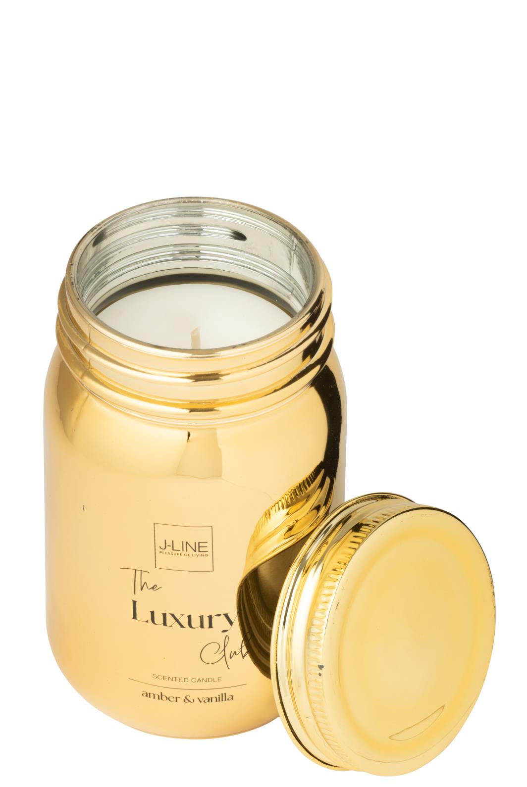 J-Line geurkaars Voorraadpot - Amber & Vanilla - glas - goud - 69U