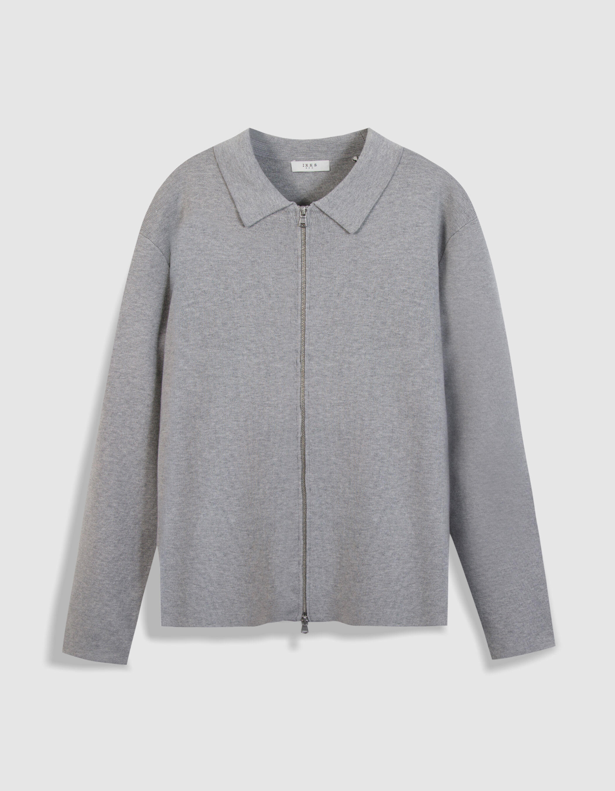 Cardigan zippé gris maille Milano col chemise Homme