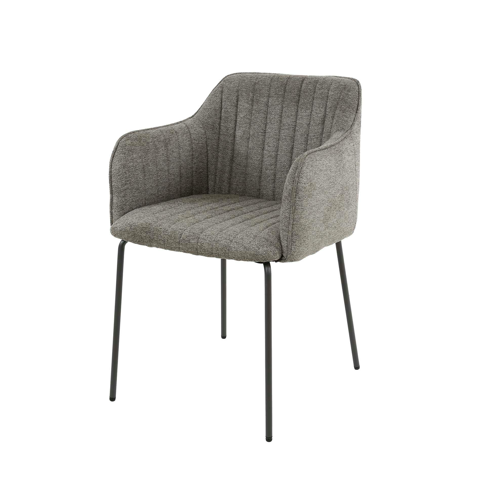 Fauteuil de table taupe en tissu à larges côtes (lot de 2) NOVA