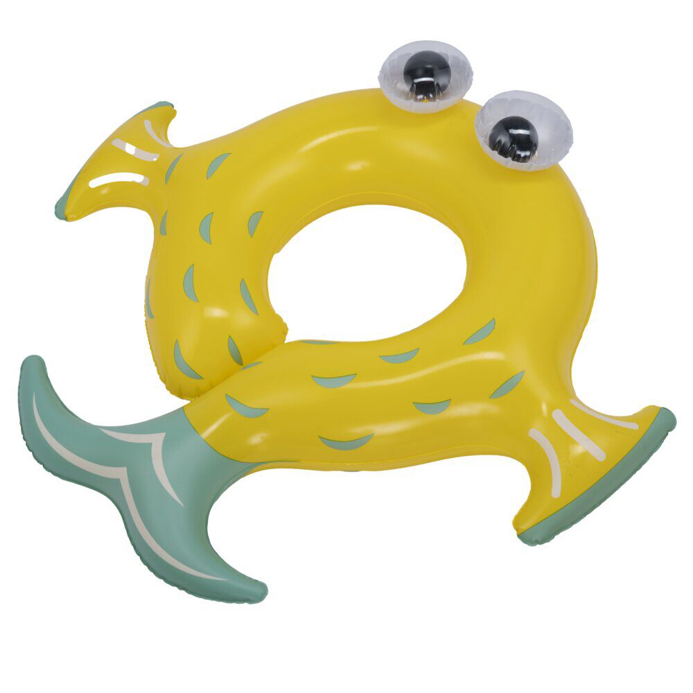 Bouée gonflable enfant forme poisson jaune gros yeux 75x72xH20cm