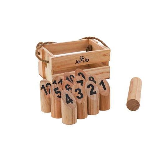 Scatter Hardwood - Wooden Throwing Game - 12 Pines, 1 Baton & 1 Crate