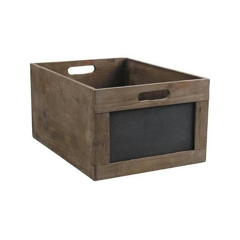 - Caisse de rangement en bois avec ardoise 35 x 23 x 17,5 cm