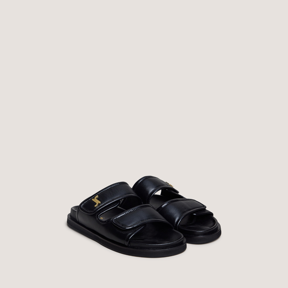 Mules à monogrammesen cuir noir | WIN