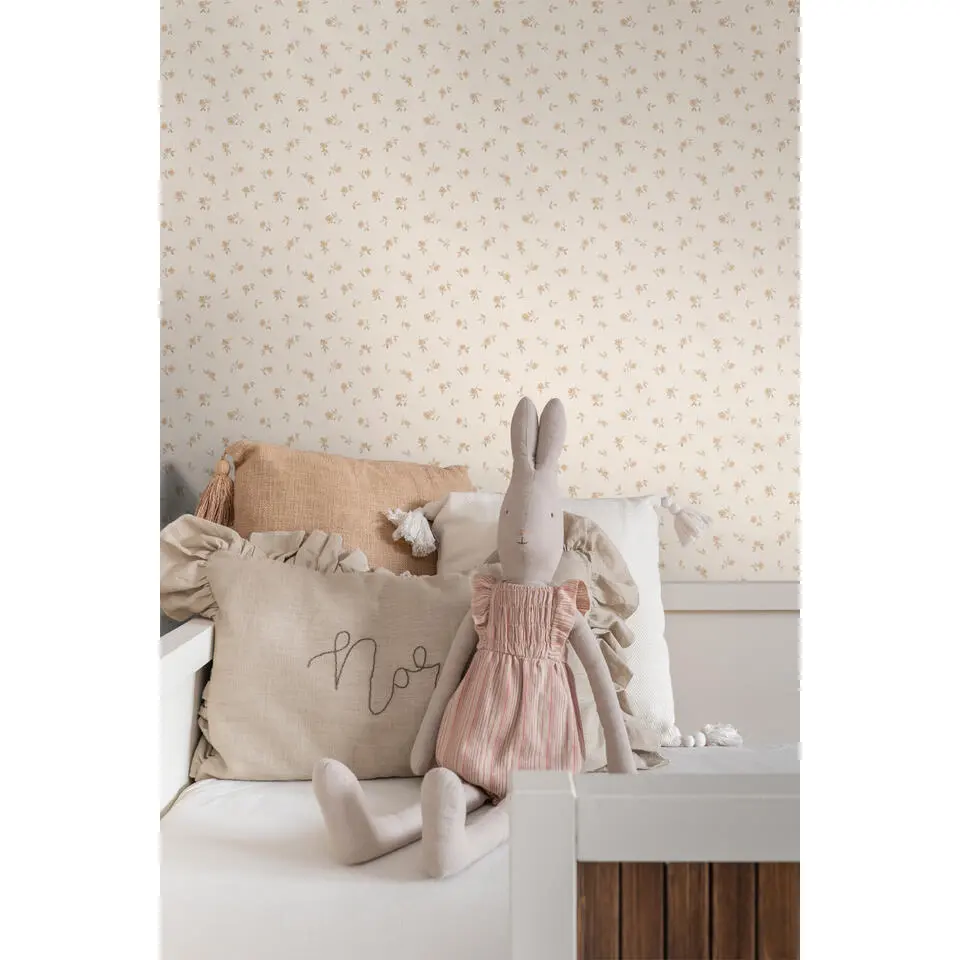 ESTAhome behang vintage bloemetjes zand beige - 53 cm x 10.05 m