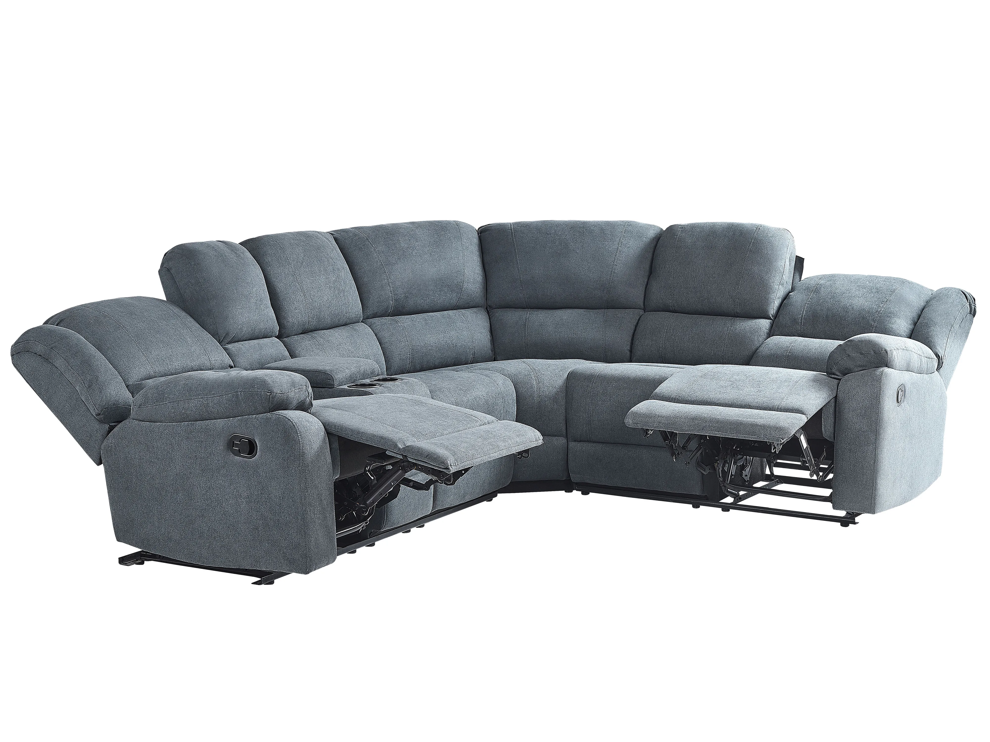 Electric Recliner Corner Sofa 5 Seater ROKKE Fabric Dark Grey with USB Port Left Hand