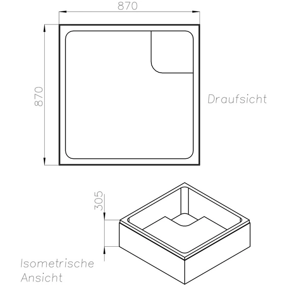 Wannenträger »Saba«, BxHxL: 87 x 30,5 x 87 cm, weiß