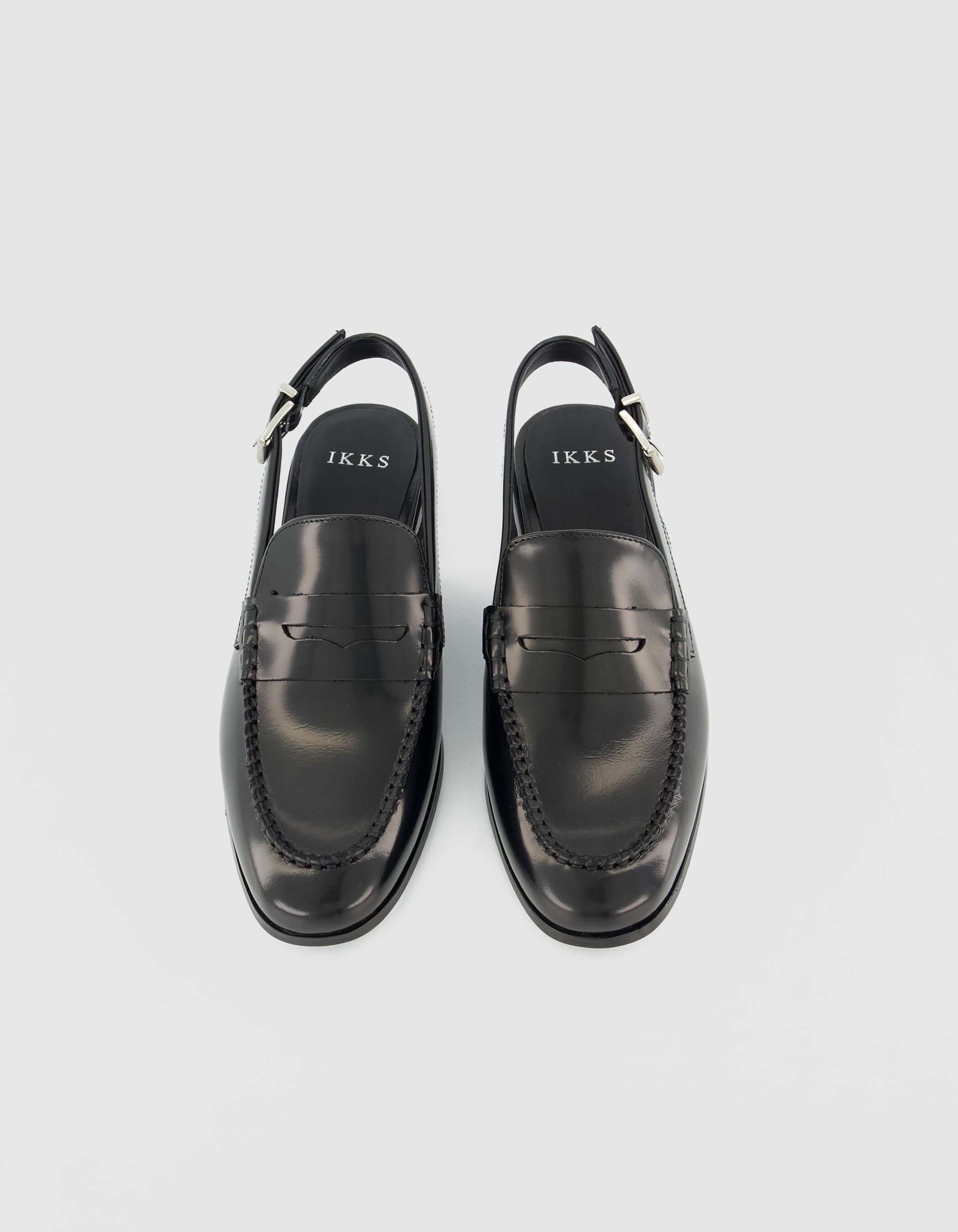 Mocassins slingbacks noirs cuir Femme