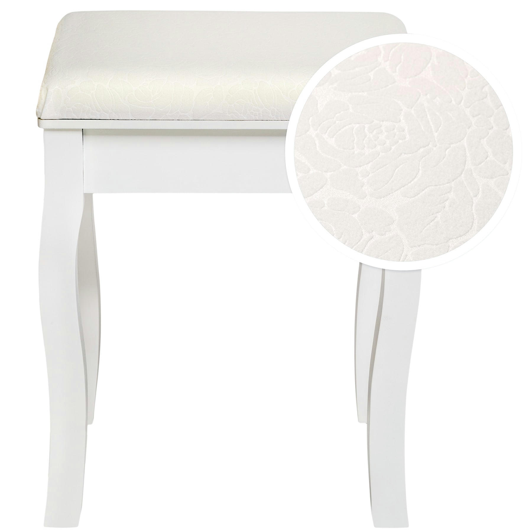 - Tabouret pour coiffeuse table de maquillage Vintage blanc