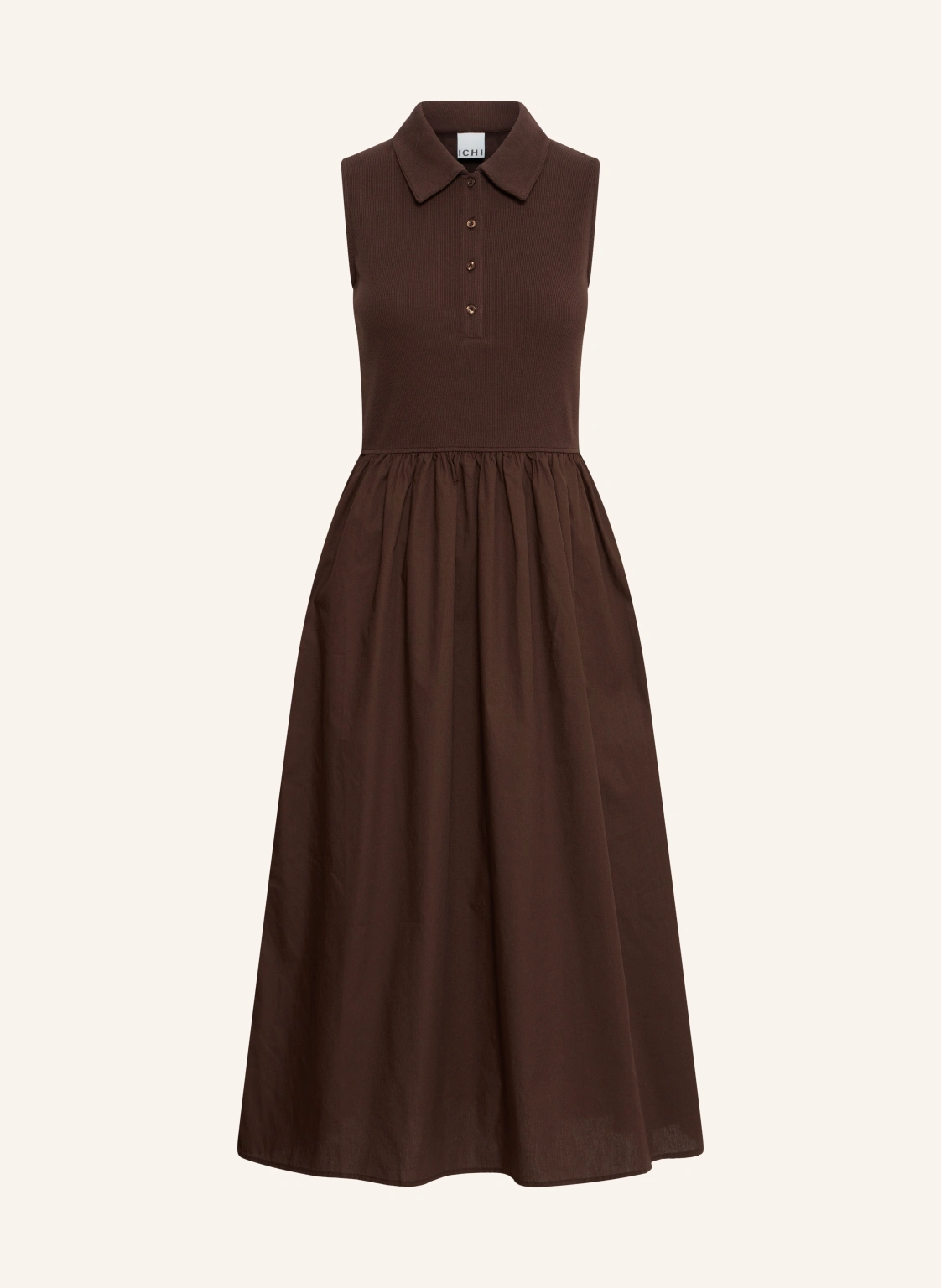 ICHI Polokleid IHMONNA im Materialmix