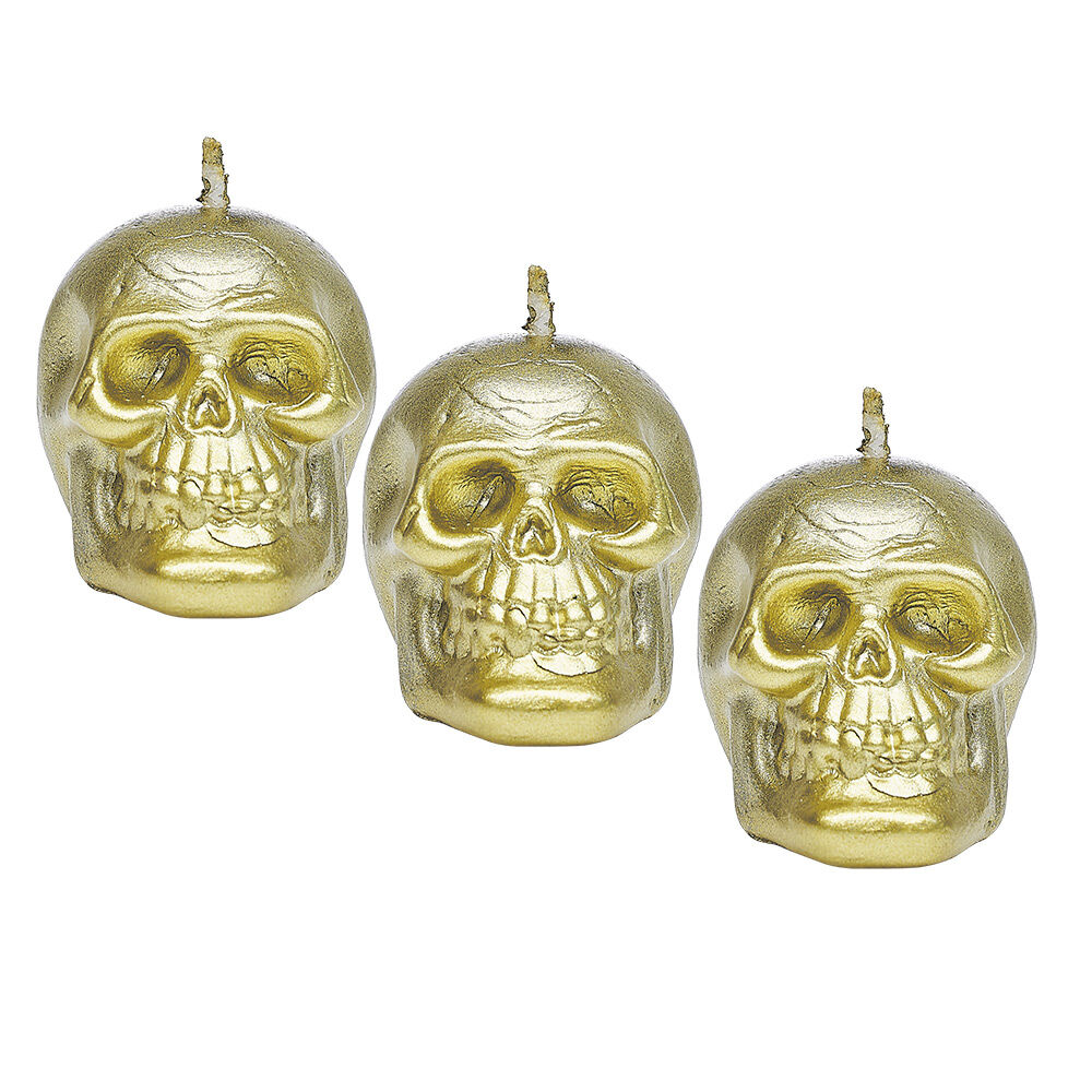 Bougie Halloween en forme de crâne x3