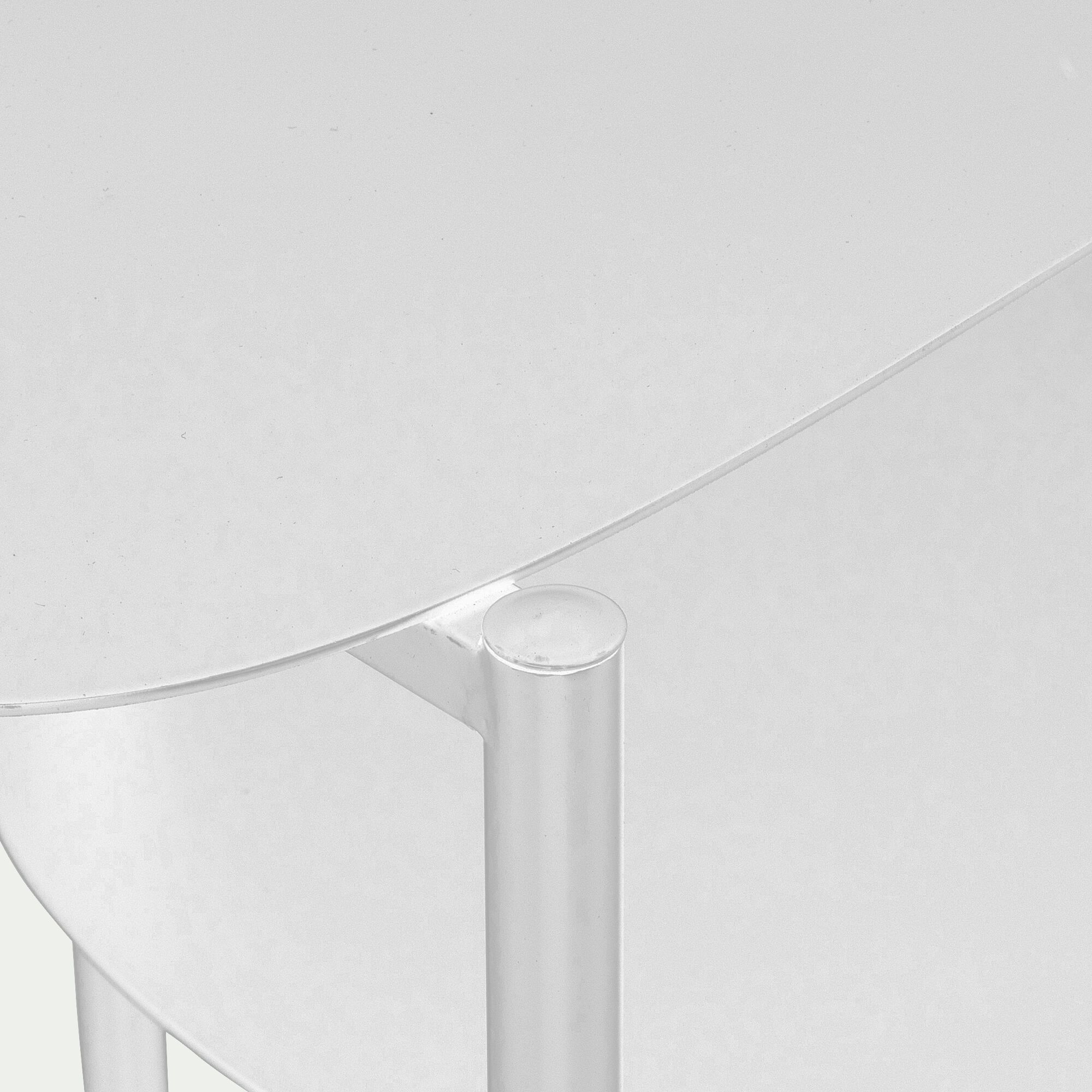 CAROUBE - Bout de canapé double plateau en métal - blanc H50cm