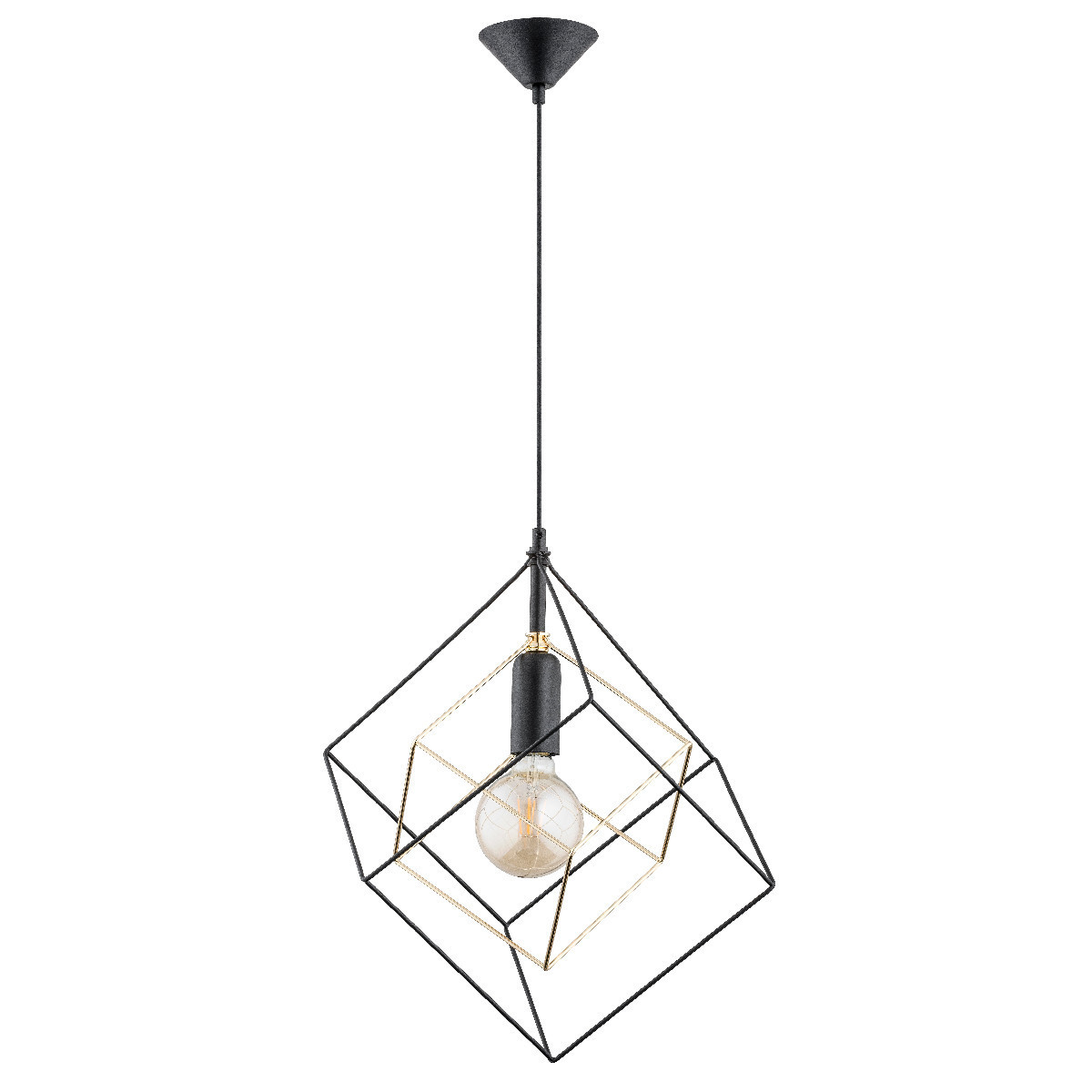 Lampa wisząca czarno-złota TANTO 1xE27x15W wym: 75x25x25 cm Alfa