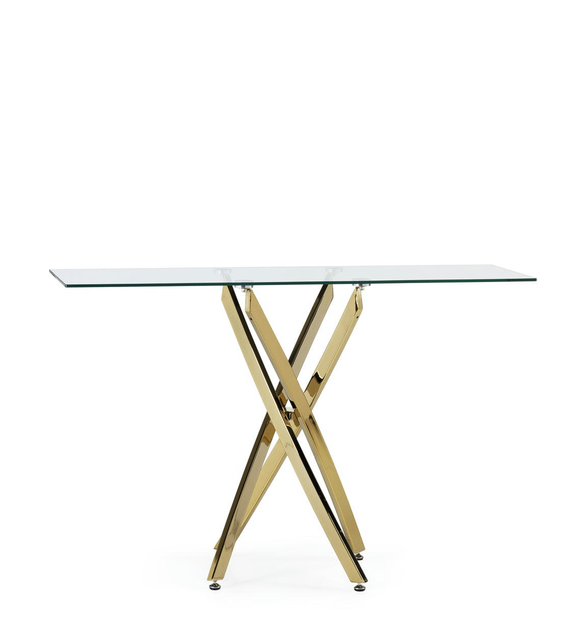 BERLIN - Console en verre et acier chromé doré