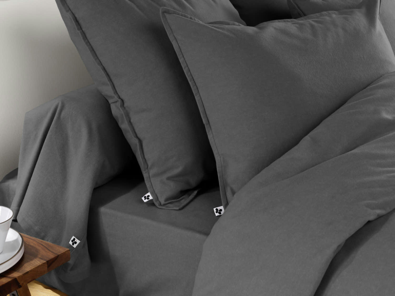 GRIS FONCE - Taie d'oreiller flanelle gris 50x70 cm