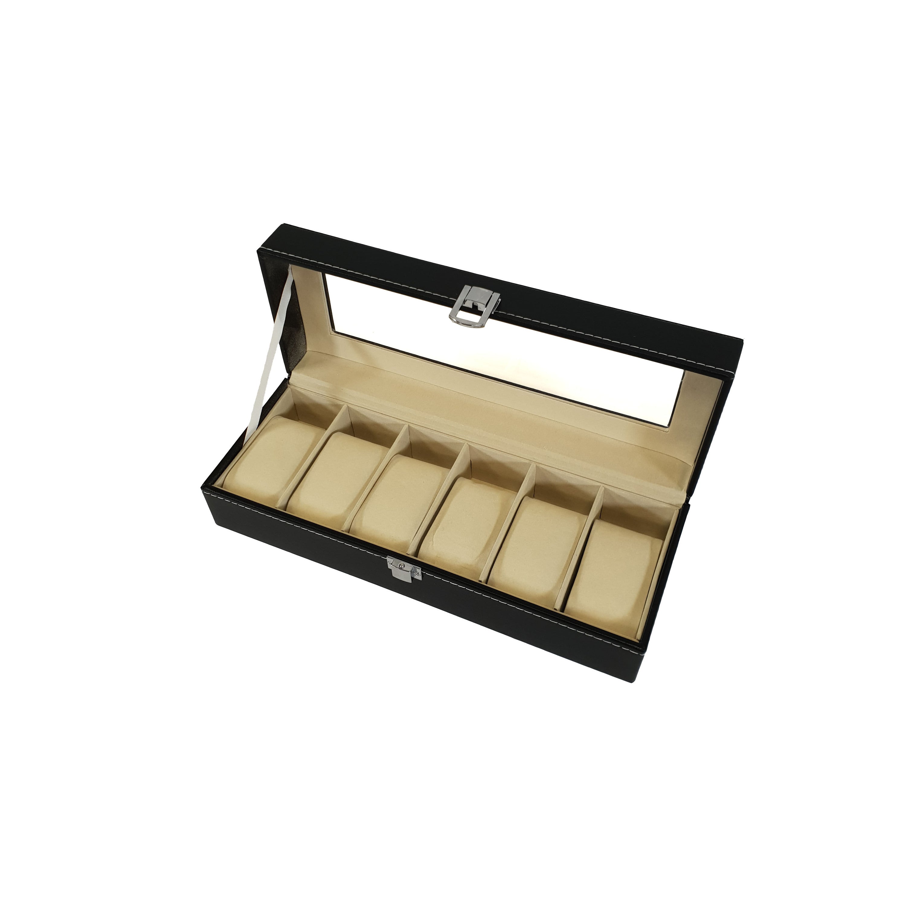 Aretica Horlogebox Luxe met 6 horloge compartimenten zwart