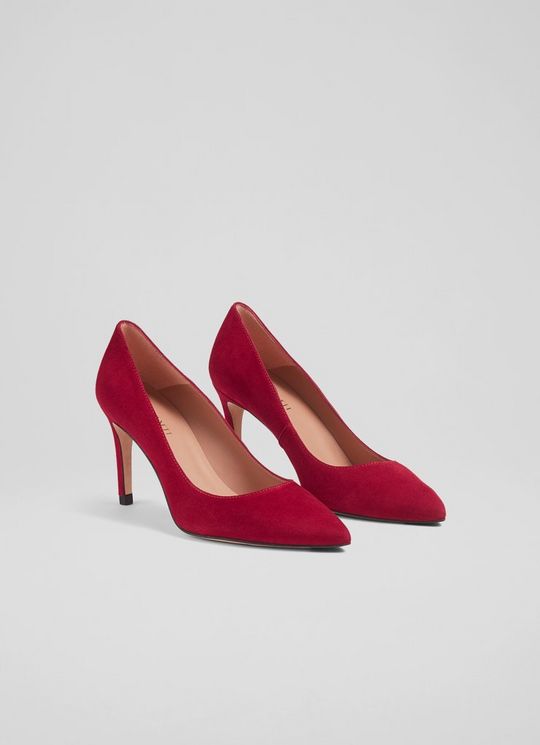 Floret Red Dahlia Suede Pointed Toe Courts