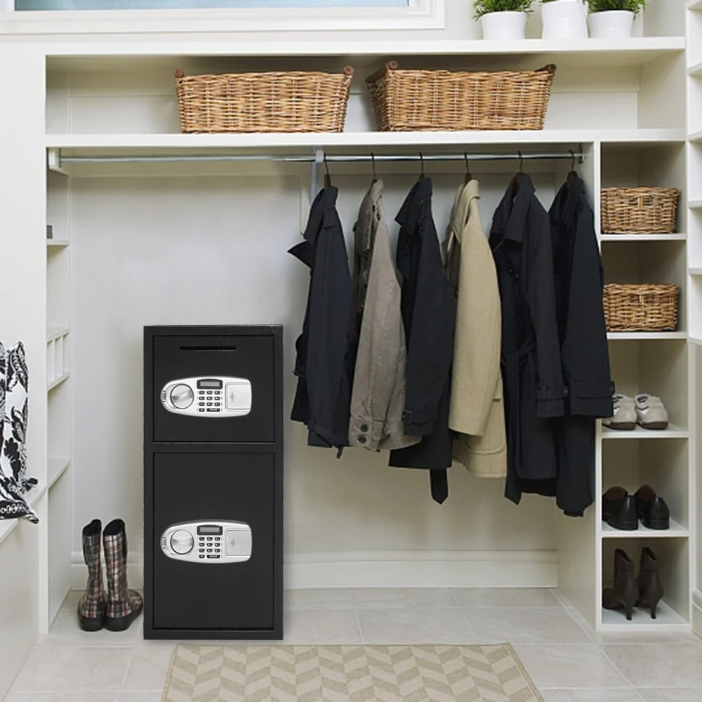 3.2 Cu.Ft Home Office Digital Keypad Double Door Depository Safe Black