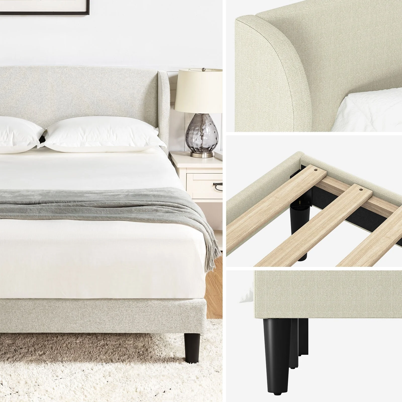 Gerald Traditional Upholstered Wingback Platform Bed By HULALA HOME