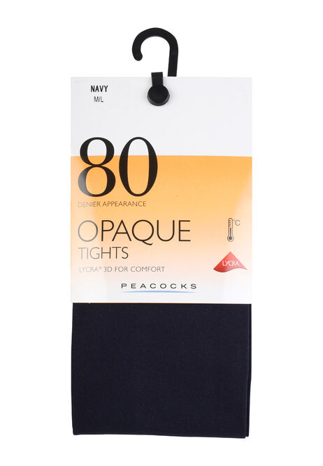 Womens 1pk Plain Black 80 Denier Opaque Tights