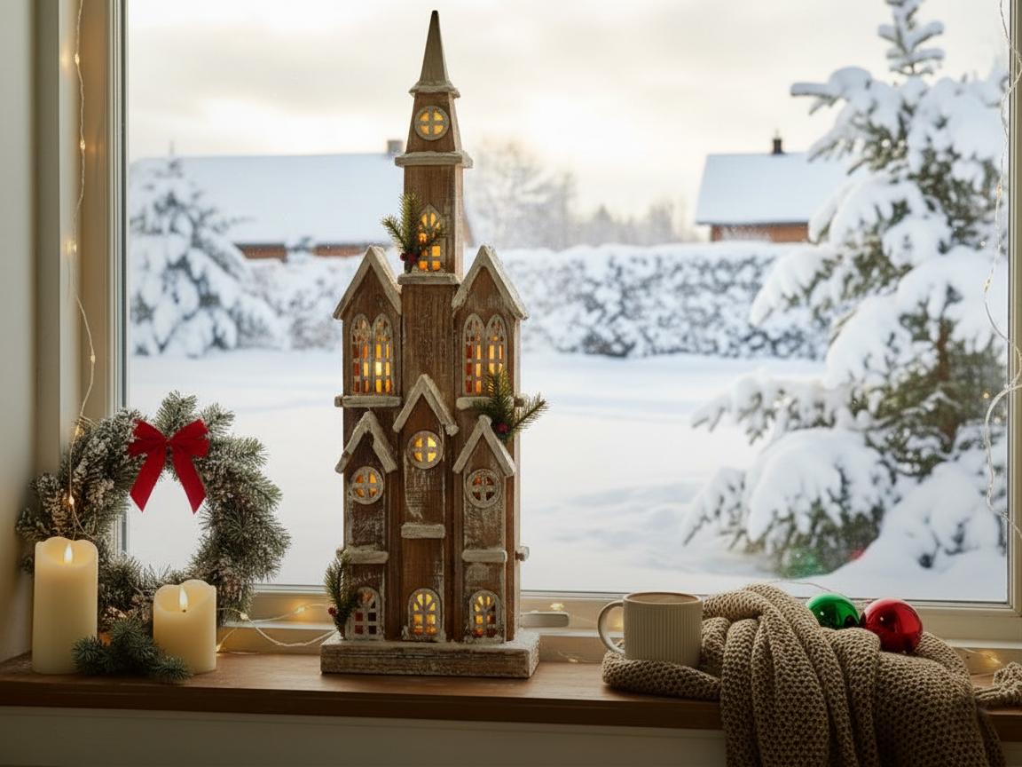 Christmas Decoration LED NILAKA House 85 cm Light Brown