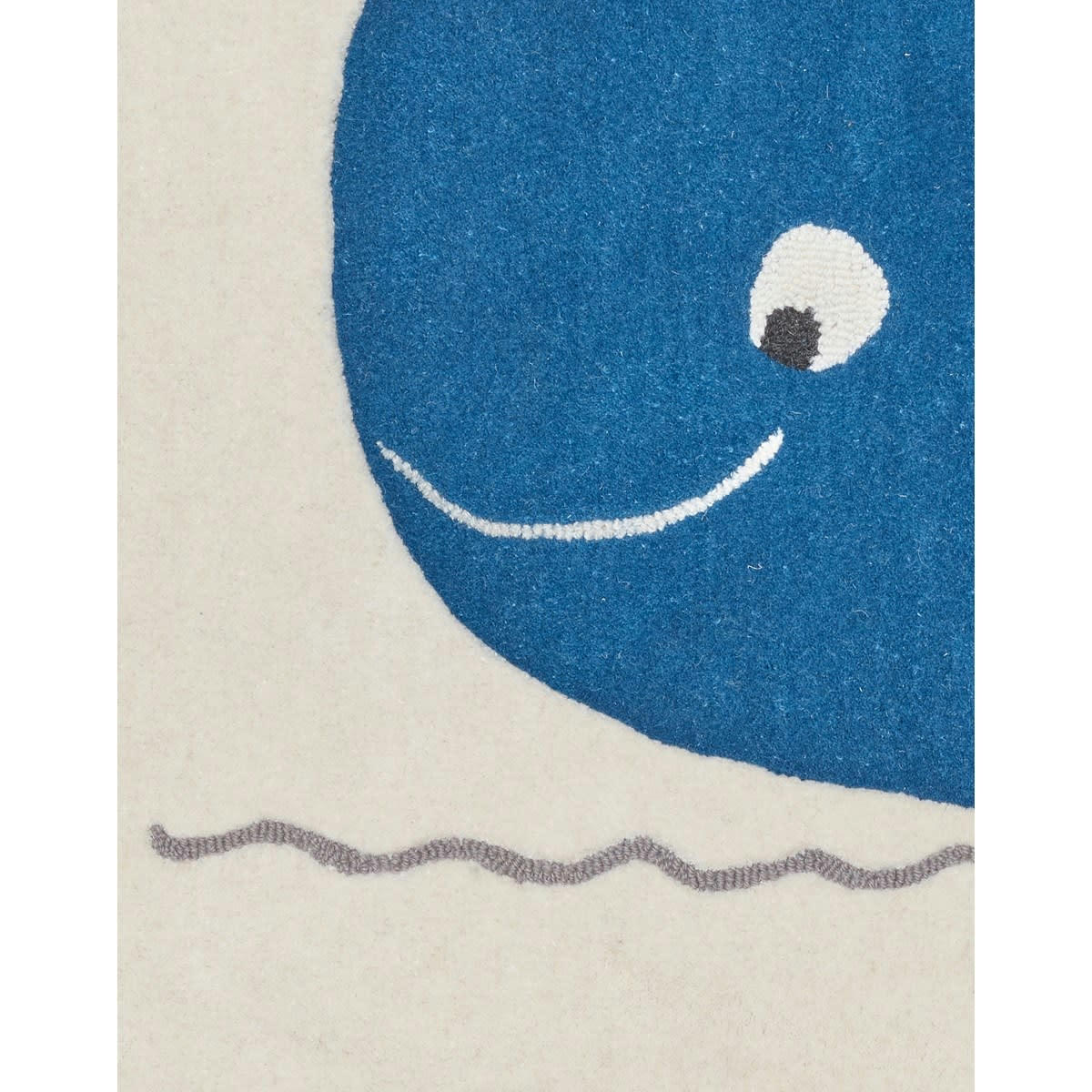 BLUE BALEINE - Tapis de chambre 130x50cm en Laine Bleu