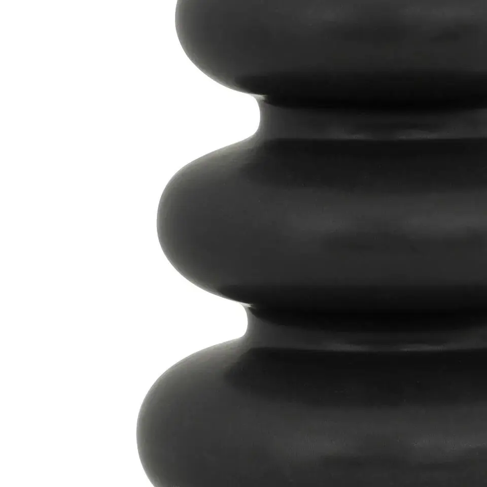 Atmosphera Bloemenvaas Montagne - zwart - dolomiet - D15 x H25 cm