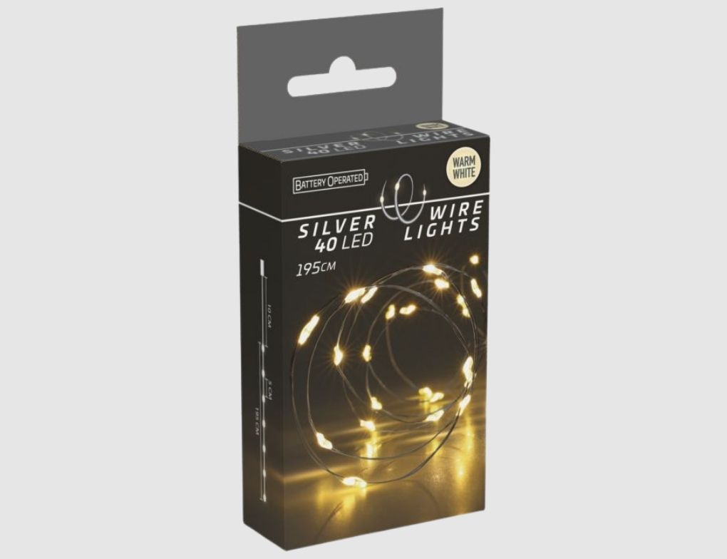 LED-Drahtlichterkette 40 LEDs warmweiß 1,95m