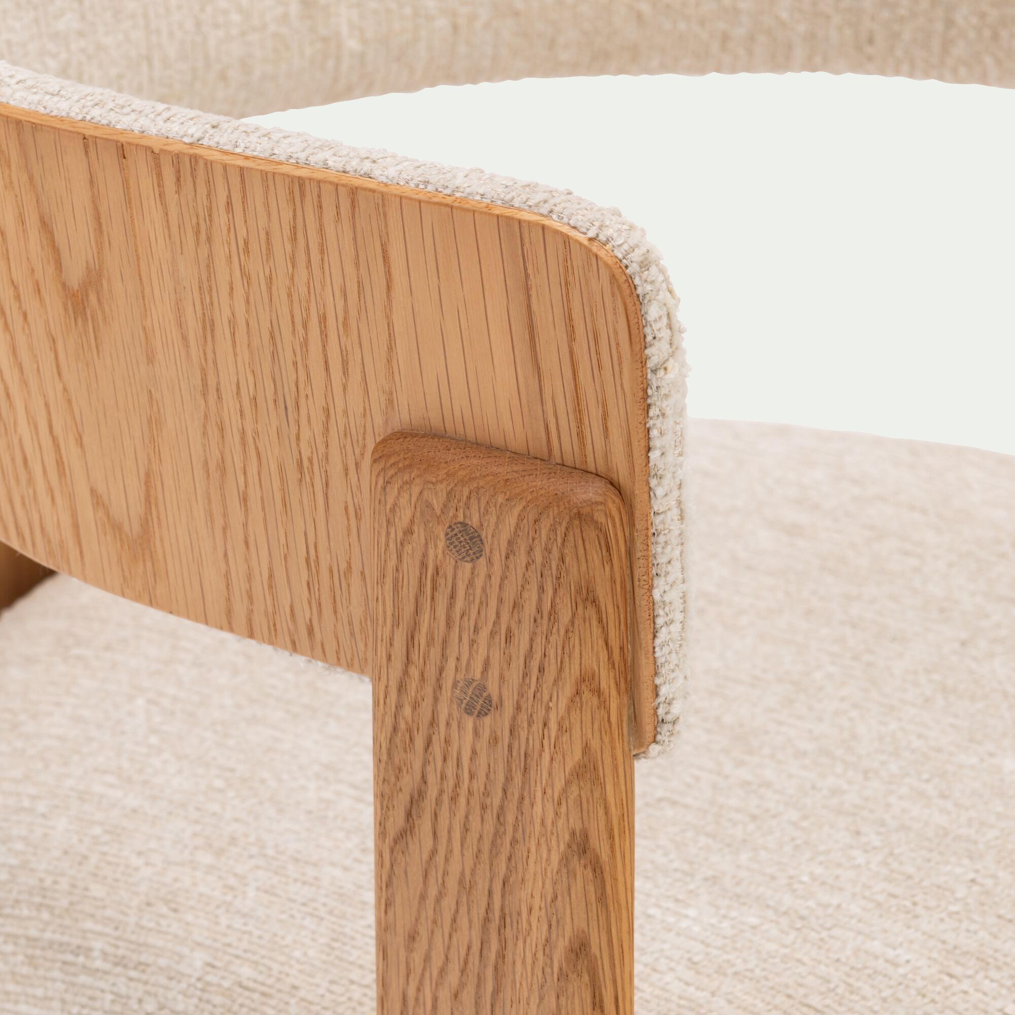 ADONIA - Chaise en tissu bouclette avec accoudoirs - blanc