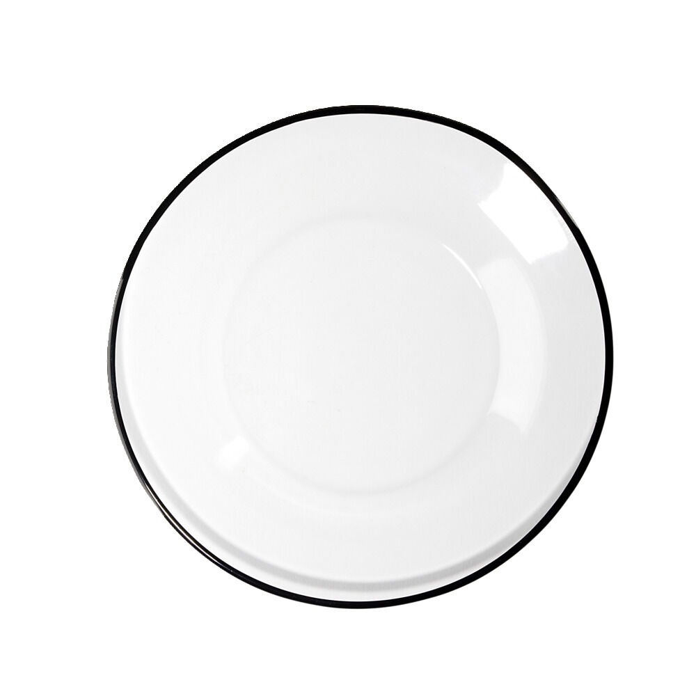 Assiette à dessert ronde verre transparent bord noir Ø20cm