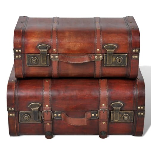 NNEVL Wooden Treasure Chests 2 pcs Vintage Brown
