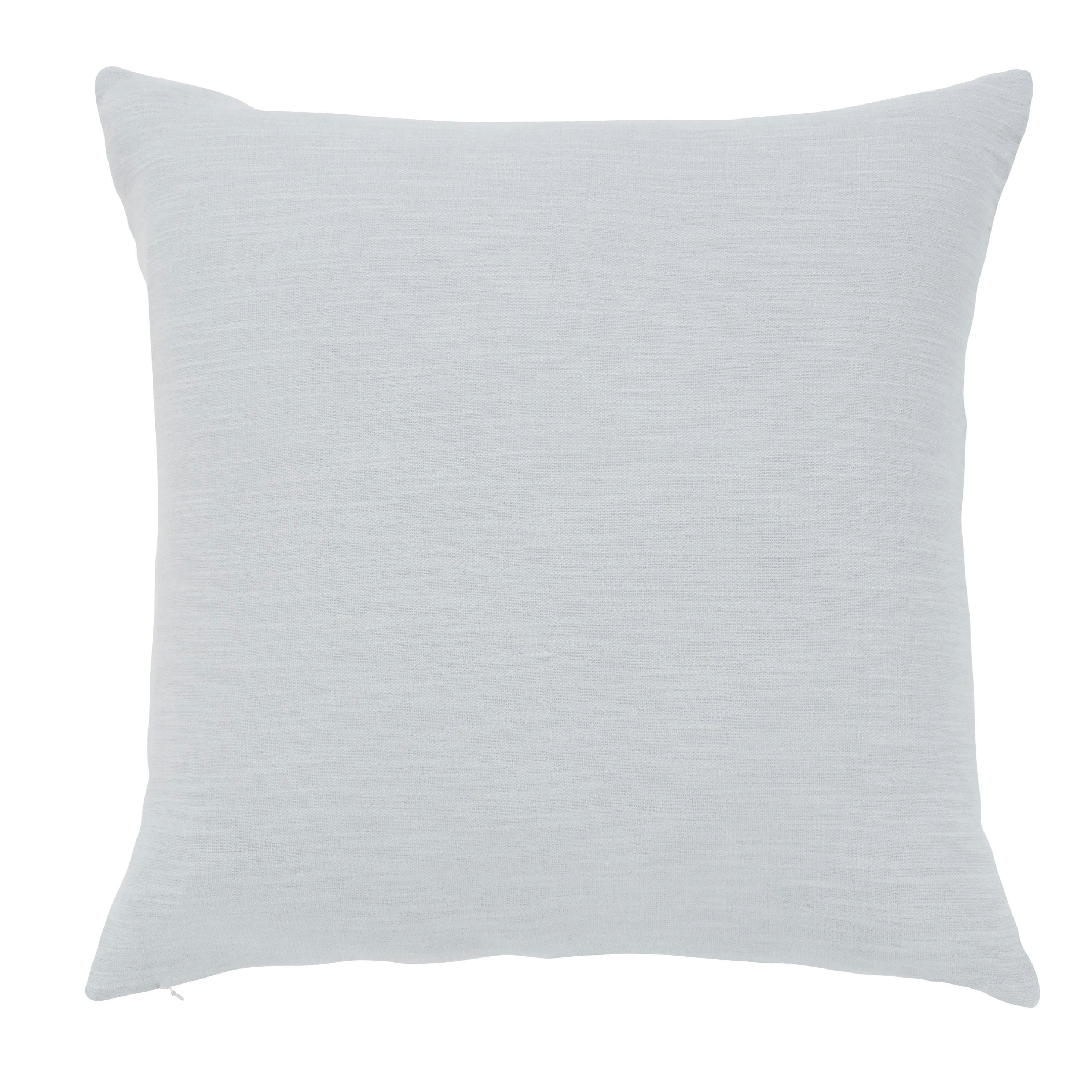 BELDA - Coussin en coton tissé jacquard motif feuillage en relief bleu gris 60x60