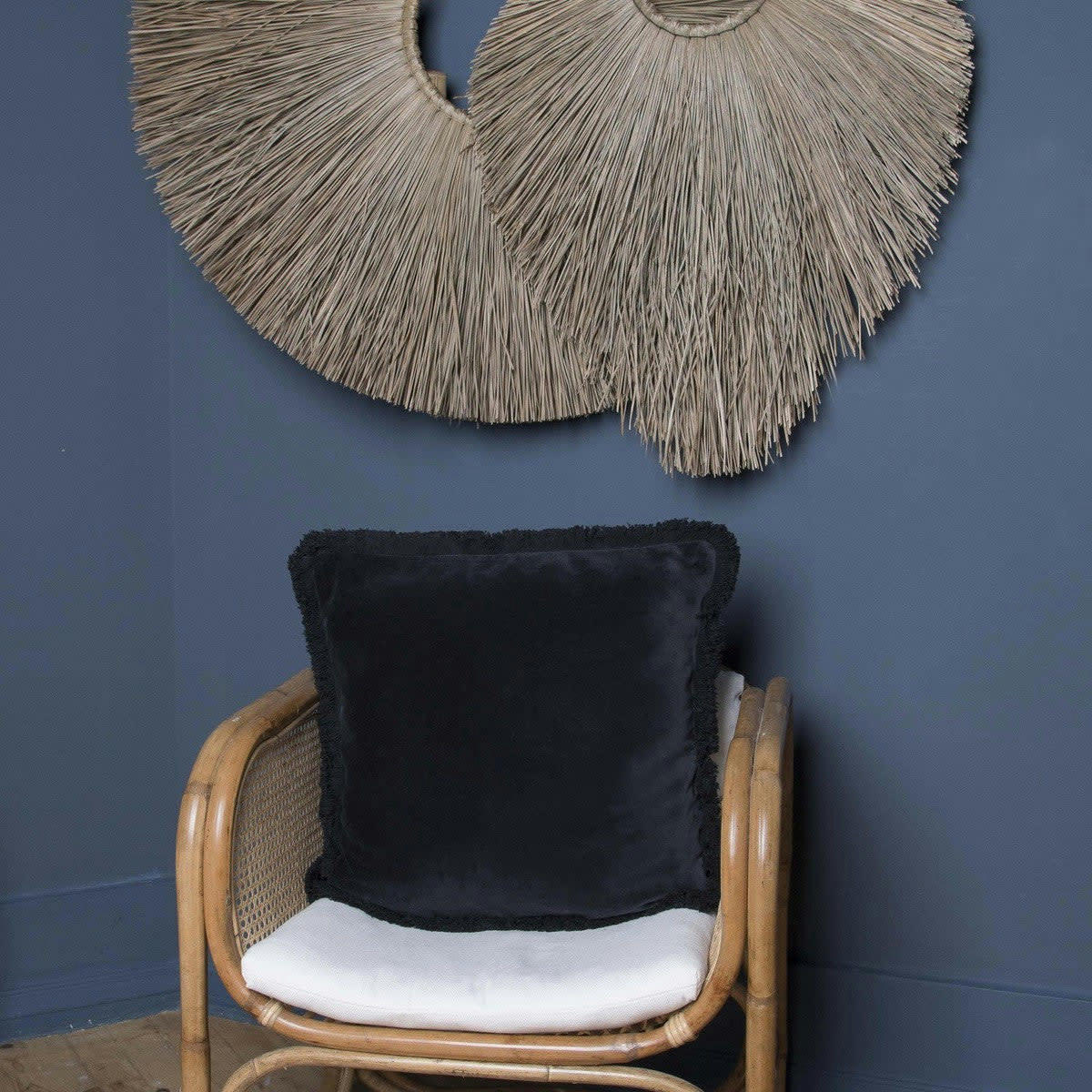 ANDREA - Coussin velours de coton  50x50 charbon