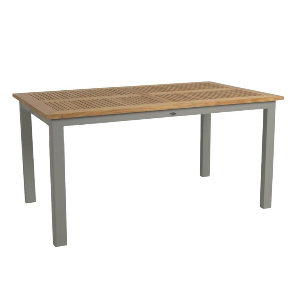 Table de jardin extensible en aluminium gris sable et teck 194/252 cm OSLO