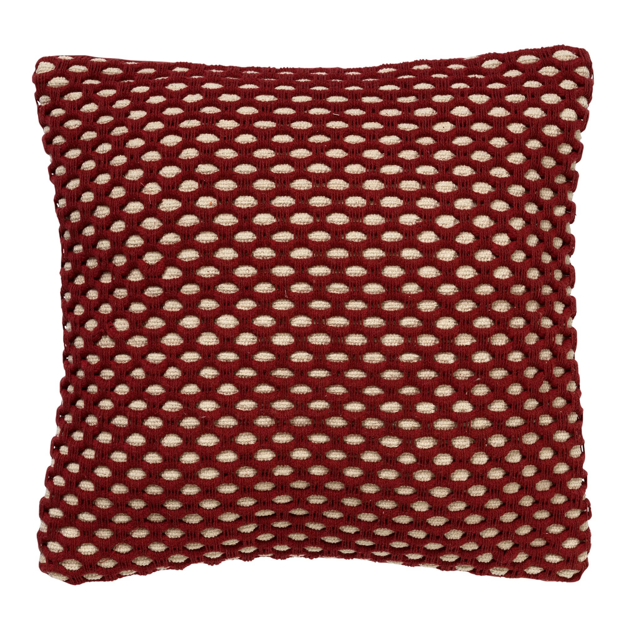 DENLEY - Housse de coussin rouge doux-45x45 cm avec un motif à carreaux