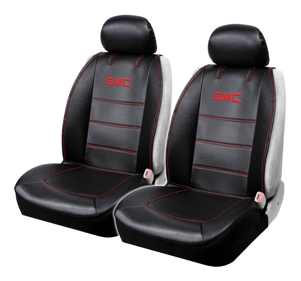 GMC Sideless Vinyl Seat Cover, Black with Red, 2-pk