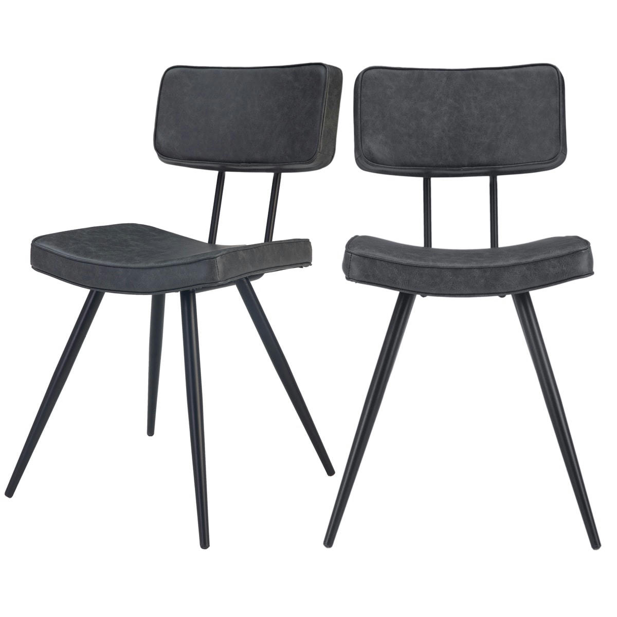 TEXAS - Chaise en cuir synthétique gris / noir (lot de 2)