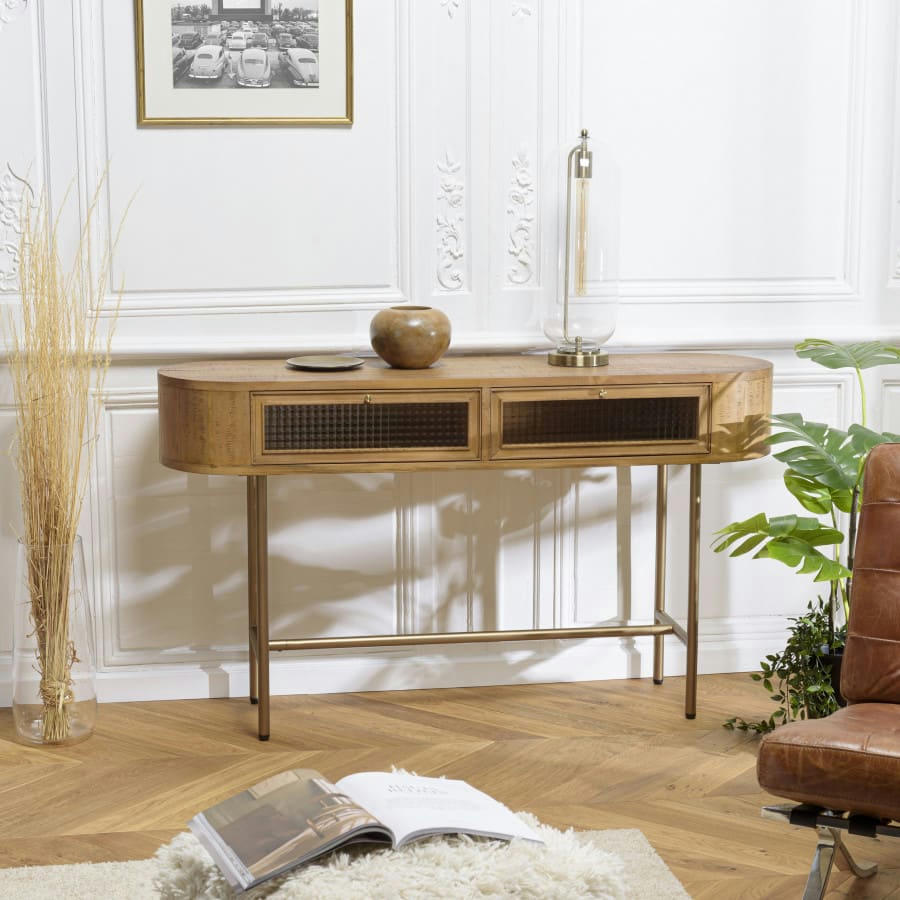 YSEULT - Console couleur naturel 2 tiroirs