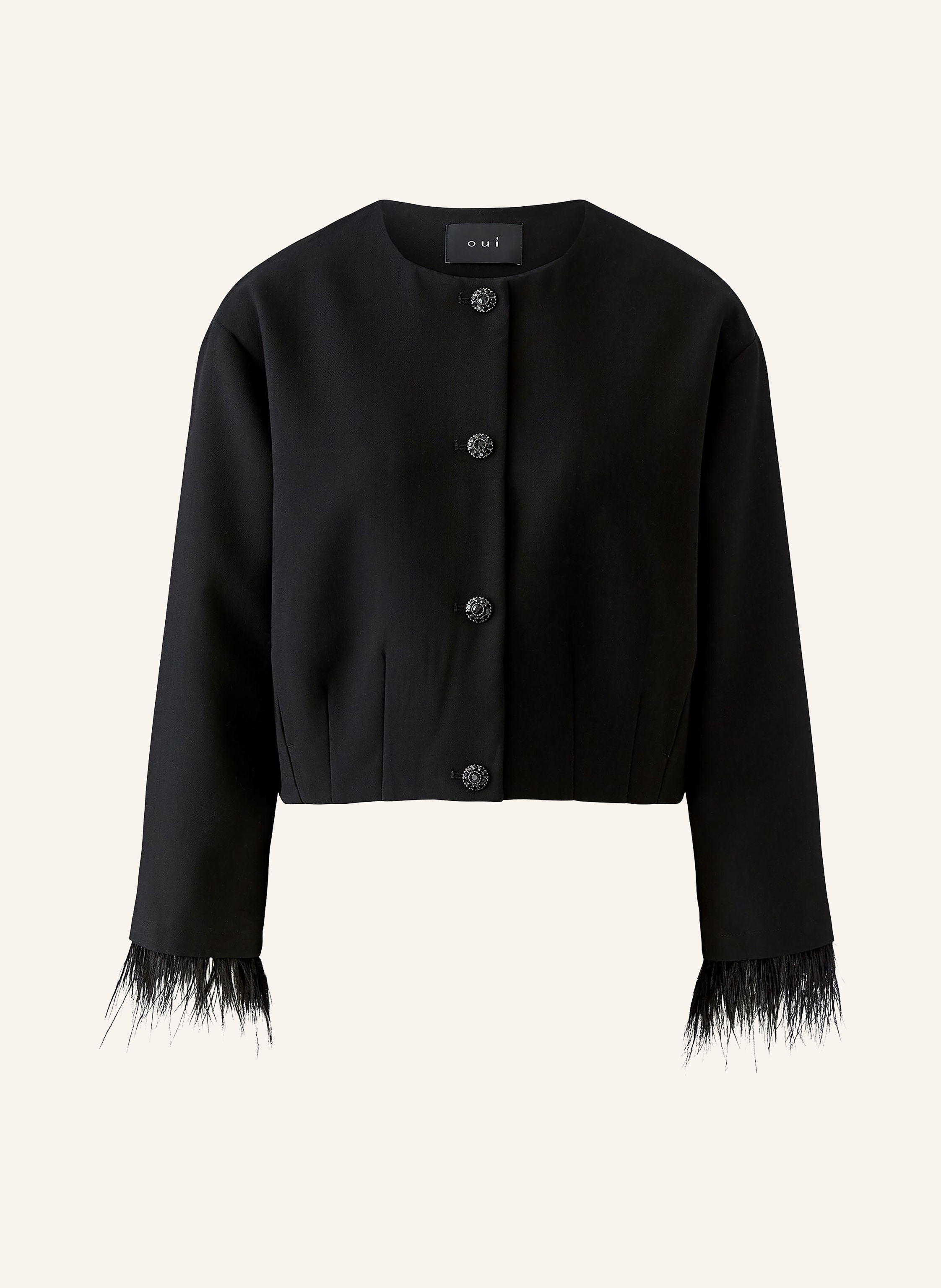 Oui Kastenjacke mit Schmucksteinen