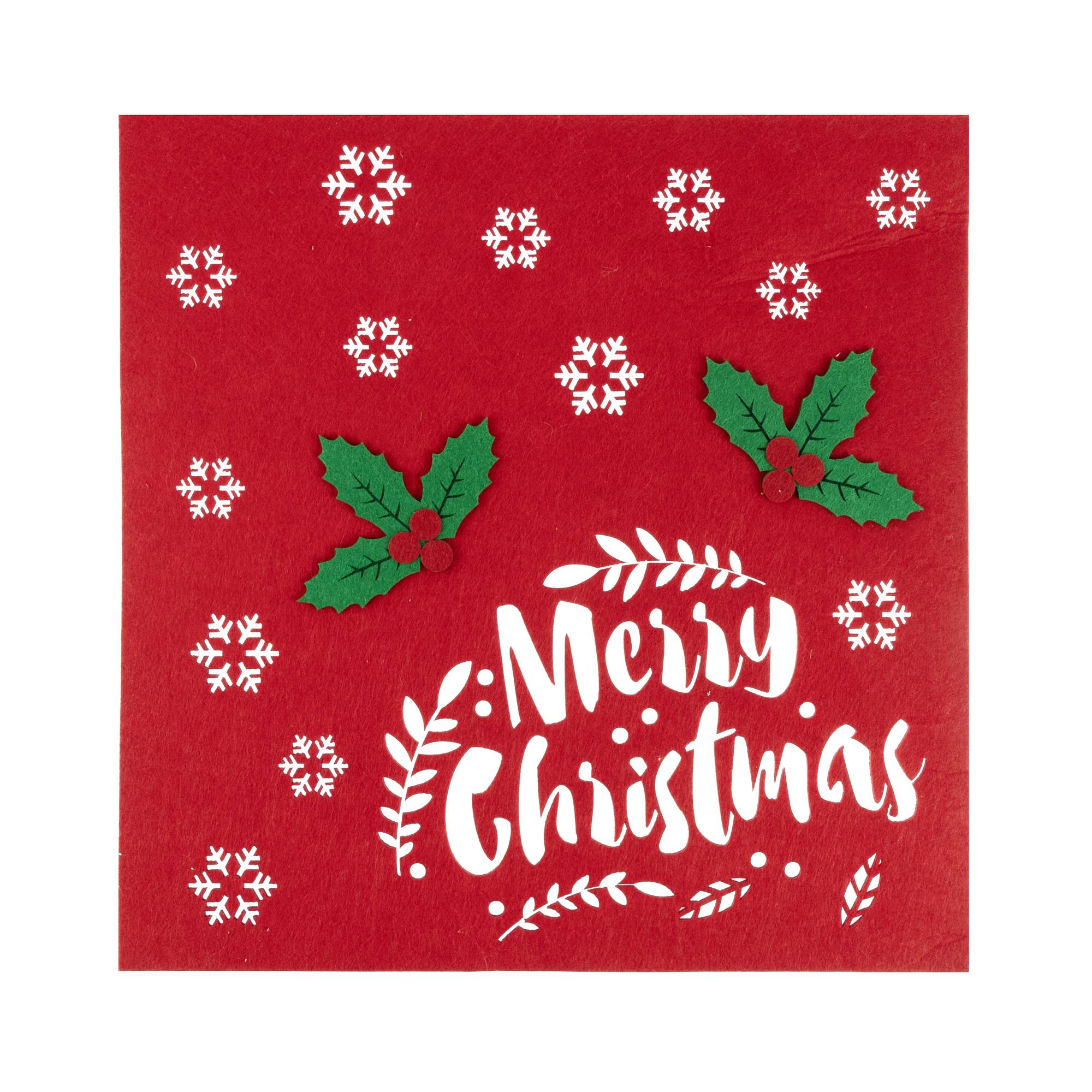 Red Merry Christmas Felt Place Mat 40cm x 40cm