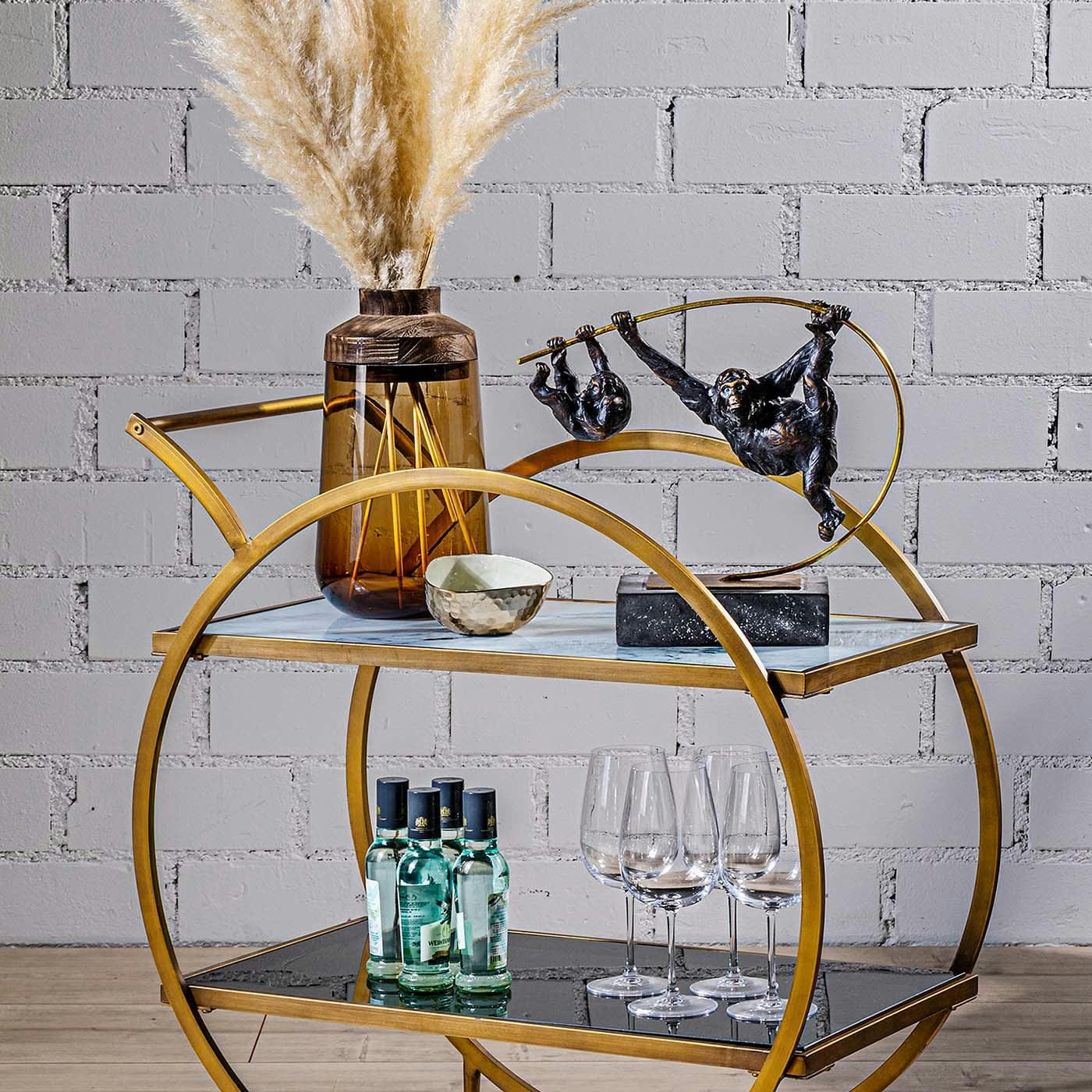 - Statuette deux singes suspendus en polyrésine et acier