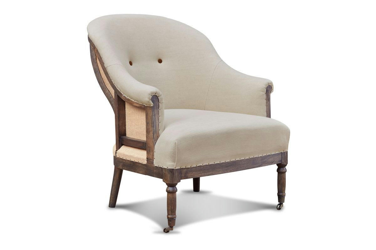 LEONIE - Fauteuil rond en tissu beige