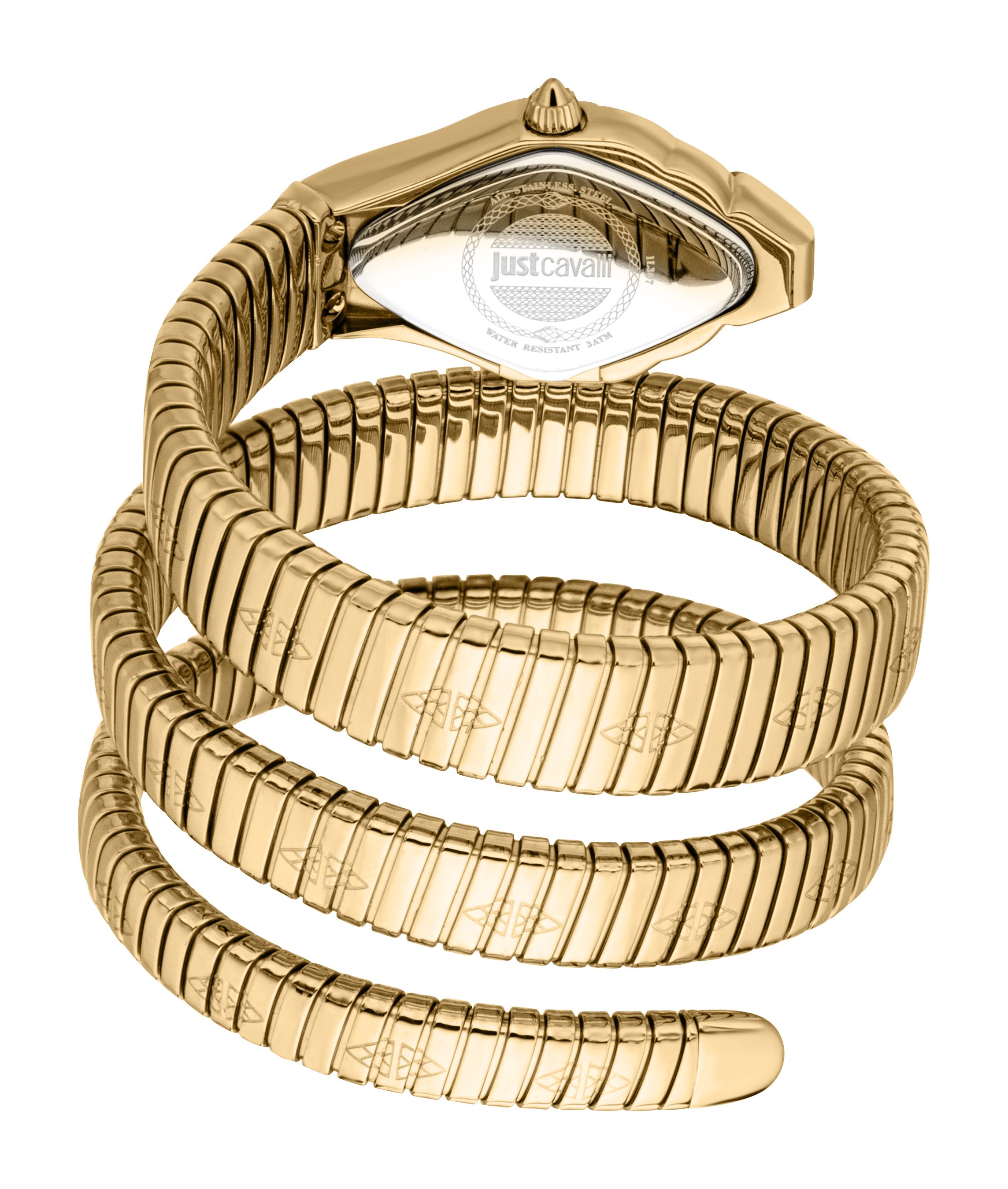 Just Cavalli Snake Watch Gold Color White MOP Dial, Gold Color Stainless Steel