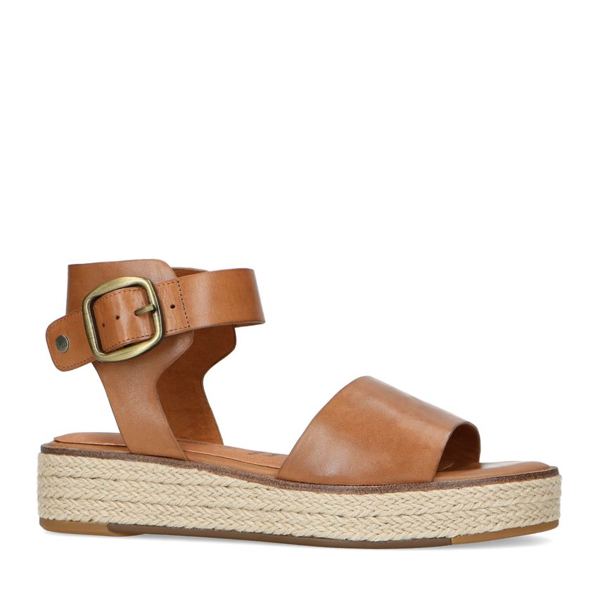 No Stress Cognac leren sandalen