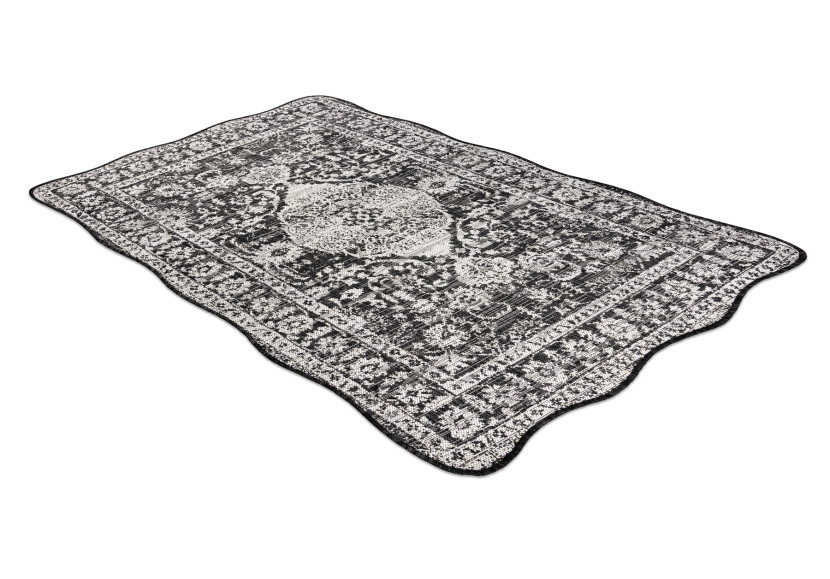 Dywan ORGANIC 2762 sizal Ornament, ramka czarny / beżowy - 120x170 cm