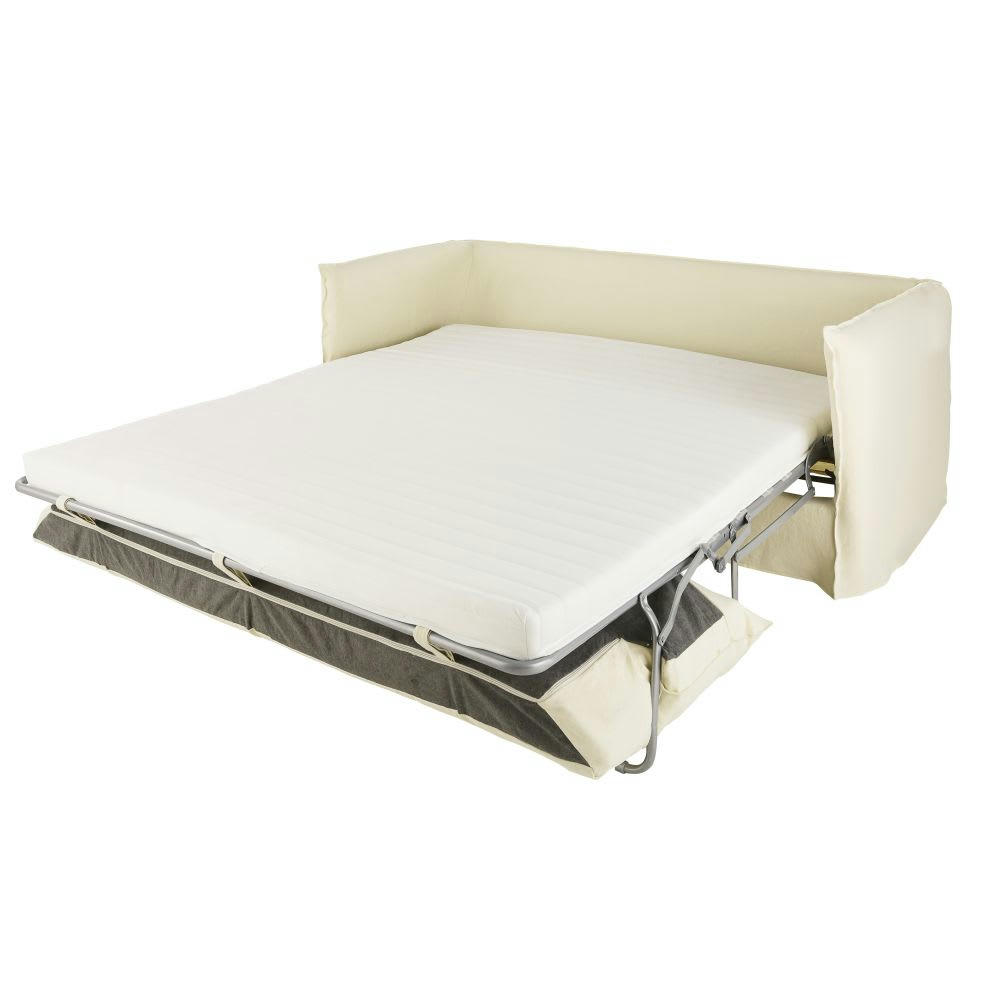 Louvain - Housse de canapé convertible 3/4 places en lin supérieur ivoire