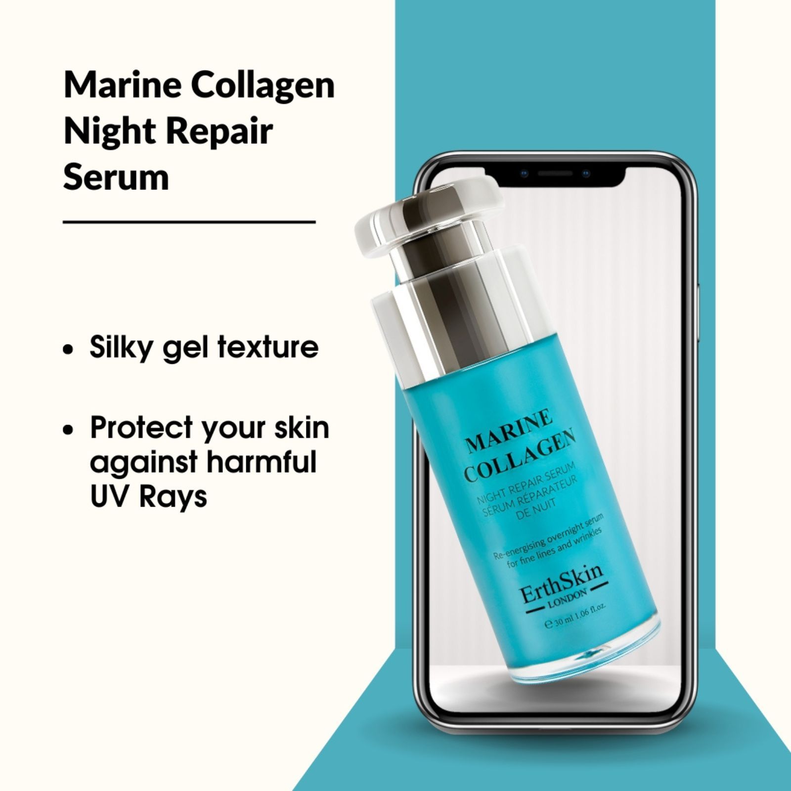 Erth Skin London Marine Collagen Night Repair Anti-Aging Serum 30ml