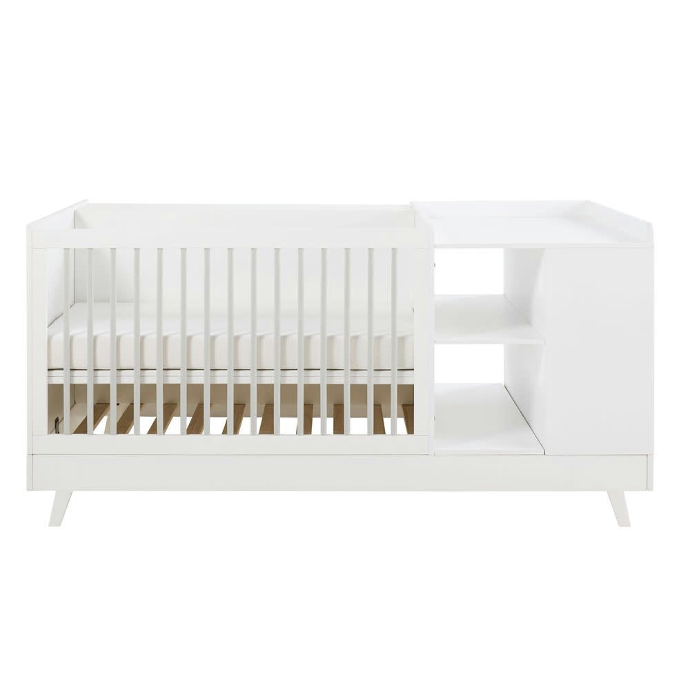 Celeste - Lit bébé combiné blanc et gris L190