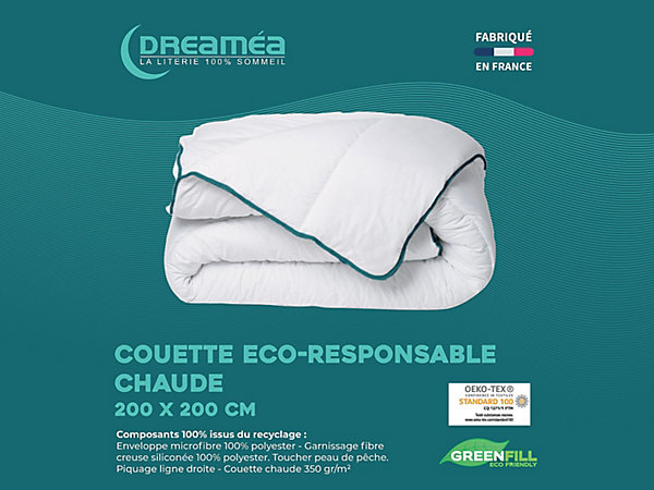 Pack Couette chaude 200 x 200 cm   2 oreillers 60 x 60 cm recyclés de DREAMEA - ROSA