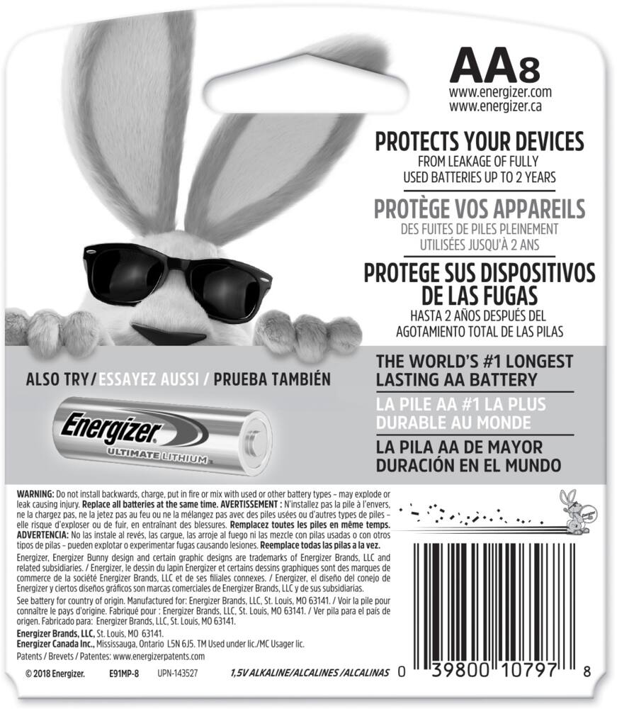 Energizer Max 8-pk AA Alkaline Batteries, Long Lasting, All Purpose
