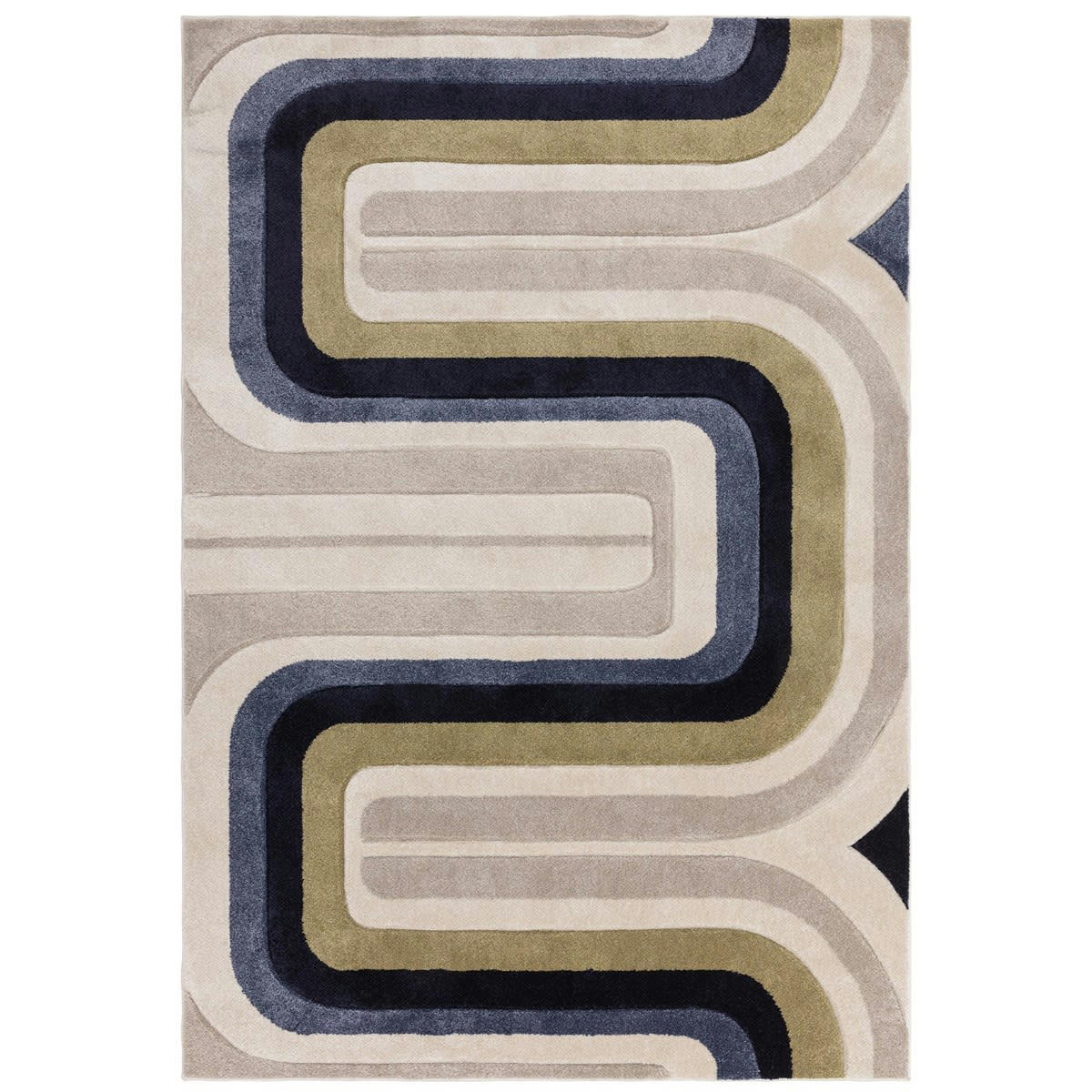 LINY - Tapis de salon en polypropylène bleu 200x290 cm